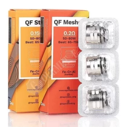 Vaporesso QF Replacement Coils - Size#Pack of 3~Resistance#QF Strip (0.15 Ohm)>QF Mesh (0.2 Ohm)