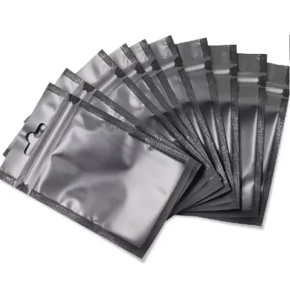 Mylar Bags | 28g Capacity, Matte Black/ClearWindow (50pcs) - Nectarmedicalvapes (D24592)