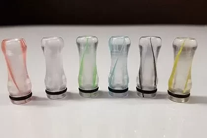 510 Drip Tip – Clear Acrylic with Coloured Swirl - Black, Blue