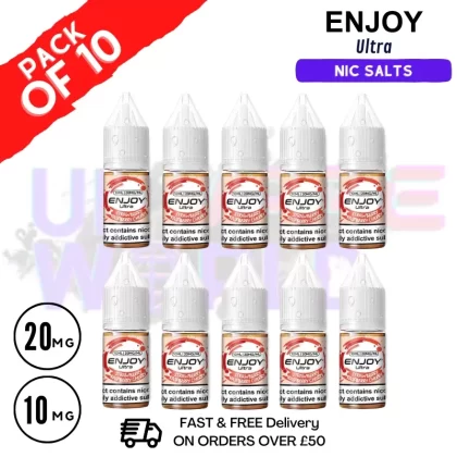 Straw Rasp Cherry ICE Enjoy Ultra 9000 Nic Salt Box Of 10