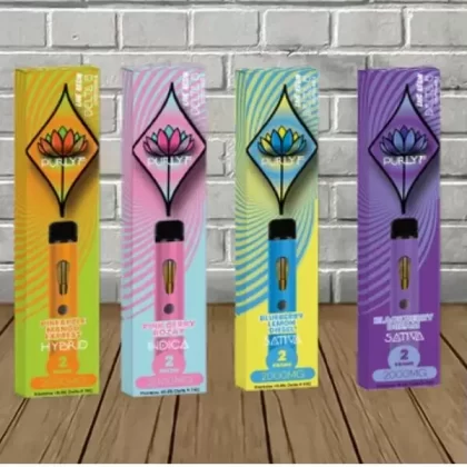 Purlyf Live Resin Delta 8 Disposables 2g - strain#Blackberry Dream (Sativa) DISPOSABLE>Tropical Watermelon Bonkers (Sativa) DISPOSABLE>Pink Berry Rozay (Indica) DISPOSABLE>Pineapple Mango Ex (B1049F)