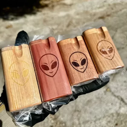 Authentic Wooden Dugout With Alien Logo- Tall