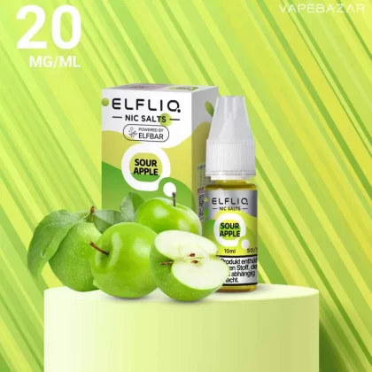 Elfliq Nikotinsalz Liquid 10ml – Sour Apple 20mg/ml Nikotin - ELFLIQ by elfbar / Glycerin, Propylenglykol, Aroma, Nikotinsalz, Ethylbutyrat / 10mg/ml / Apfel