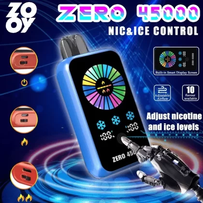 ZOOY ZERO 45000 – 45K Puffs Nicotine Control 1000mAh Disposable Vape - 45000 puffs; Blue Razz Ice, Blueberry Ice