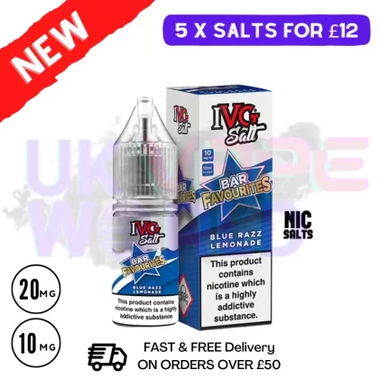 Blue Razz Lemonade IVG “Bar Favourites” Salt 10ml Nic Eliquid