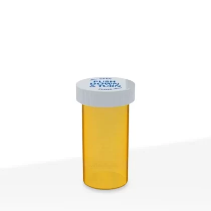Child Resistant | Translucent Amber Push & Turn Cap Vials | 13 Dram – 2 Grams – 310 Count