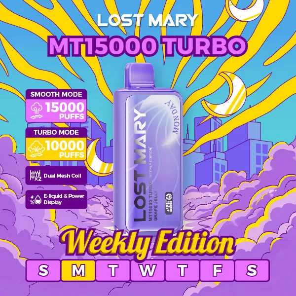 Lost Mary MT15000 Turbo Weekly Edition Disposable – 15000 Puffs - Wildberry Baja Splash (Thursday)