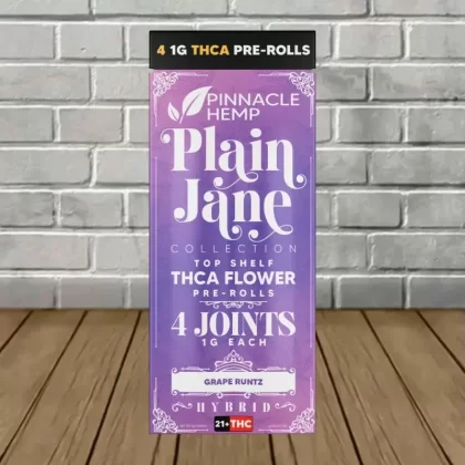 Pinnacle Hemp Plain Jane THCa Pre-Rolls 4ct - flavor#Grape Runtz - Hybrid>Pineapple Fields - Sativa>Strawberry Cheesecake - Indica