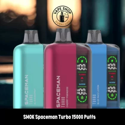 SMOK Spaceman Turbo 15000 Puffs 50MG Disposable Vape - Vape Product, BOX OF 5 PCS; Alaskan Mint, Blue Razz Lemon