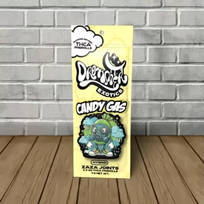 Dreamer Exotics THCa ZaZa Joints 4g - strains#Candy Gas -- Hybrid>Gorilla Glue -- Indica>Hubba Bubba Runtz -- Sativa>Or3oz -- Indica>White Apple Tarts -- Sativa>Funky Charms -- Hybrid