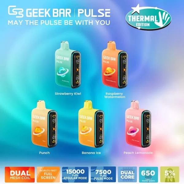 Geek Bar Pulse 15000 Puffs Vape - Banana Ice (Thermal Edition), Berry Bliss - Image 2