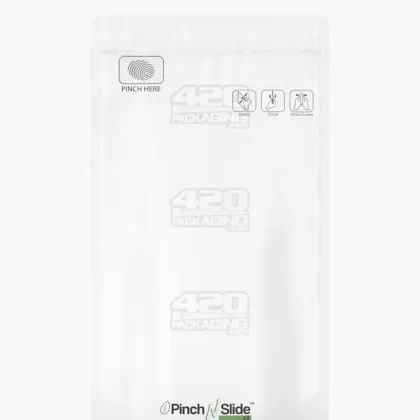 Child Resistant & Tamper Evident | Pinch N Slide 3.0 Matte White PCR Mylar Bags | 5in x 8.8in – 14g – 250 Count