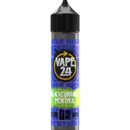 Vape 24 Blackcurrant Menthol 70/30 60ml E-Liquids - 0mg