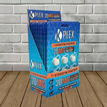 Kplex 7-Hydroxy 20mg Tablets Bulk Display Case - flavor#Blue Razz Bulk Case Deal (10 Blister Packs=60 Tablets Total)