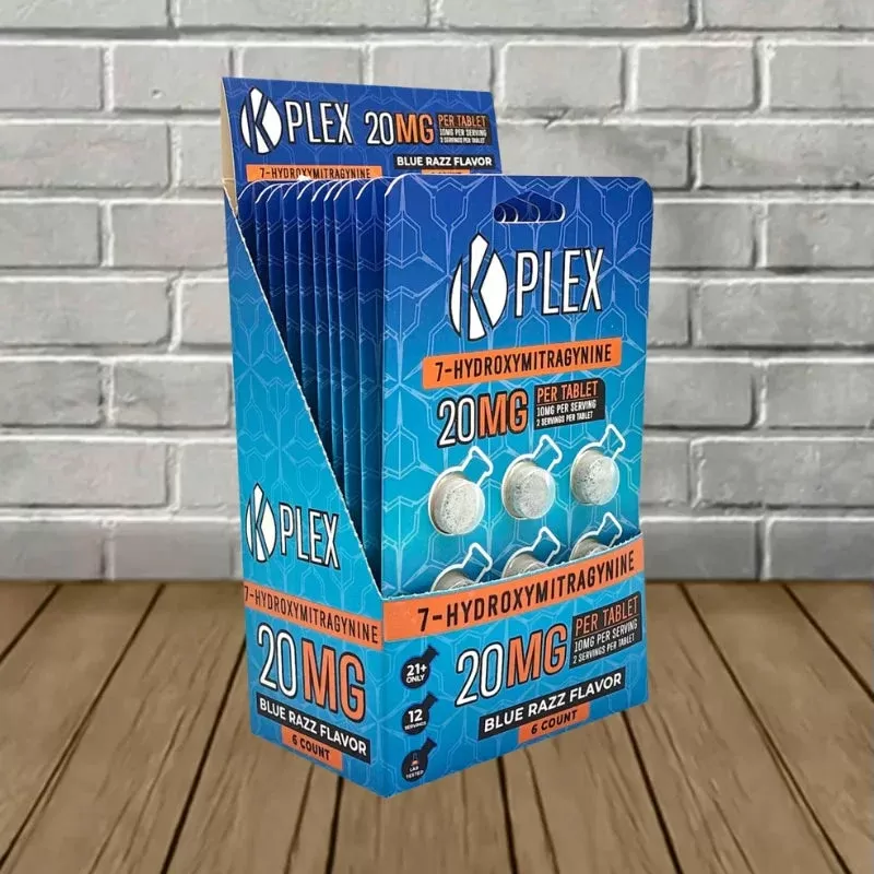 Kplex 7-Hydroxy 20mg Tablets Bulk Display Case - flavor#Blue Razz Bulk Case Deal (10 Blister Packs=60 Tablets Total)