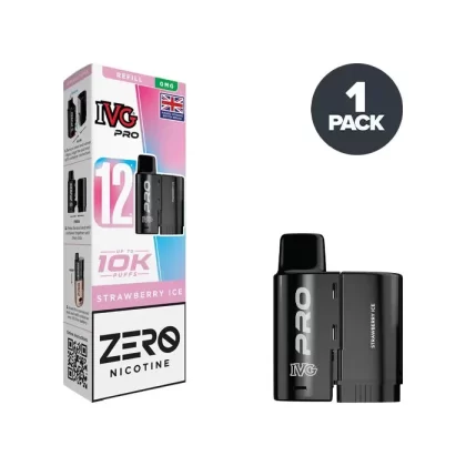 Strawberry Ice IVG Pro 12 Refill Pack - 0mg – No Nicotine, 10mg – Medium Strength