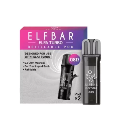 ELFA Turbo Vape Refillable Pods – 0.8Ω & 1.1Ω (2-Pack) - Choose#Refillable Pods 0.8Ω (2pk)>Refillable Pods 1.1Ω (2pk) (3284CB)