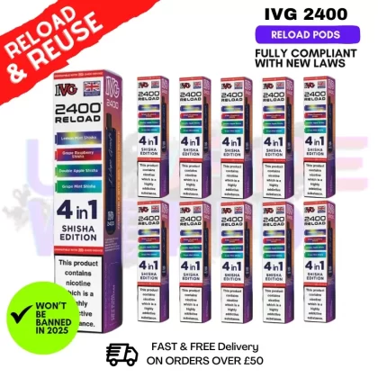 Shisha Edition IVG 2400 RELOAD Pods – Box Of 10