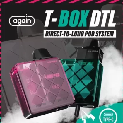 Again T-Box DTL POD Kit - FLAVORS#PINACOLADA>JERRYBERRY>BLACKCURRANT>ALOE GRAPE>PEACH ICE>TRIPLEMANGO>STRAWBERRY KIWI>PASSION LEMON (931137)
