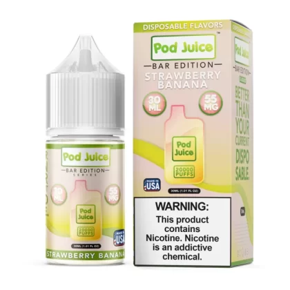 Pod Juice Salt PJ 5000 Series Strawberry Banana Tobacco Free Nicotine E-Juice 30ml - Ecigmafia