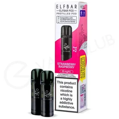Strawberry Raspberry Elf Bar 600 Prefilled Pods - Ecigpremium
