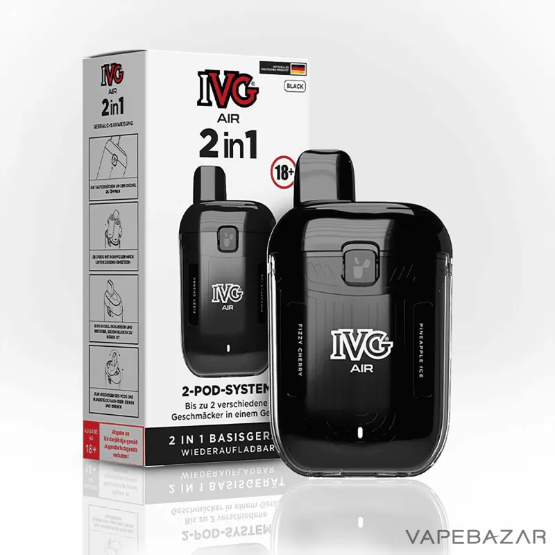 IVG Air 2 in 1 Pod Kit – Black - Pod Kit / IVG / 850 mAh / 2 x 2ml / USB-C - Image 3