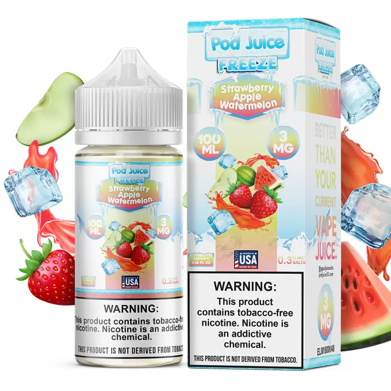 Strawberry Apple Watermelon Freeze 100ml – Pod Juice E-Liquids - Vape Product, Vape Product