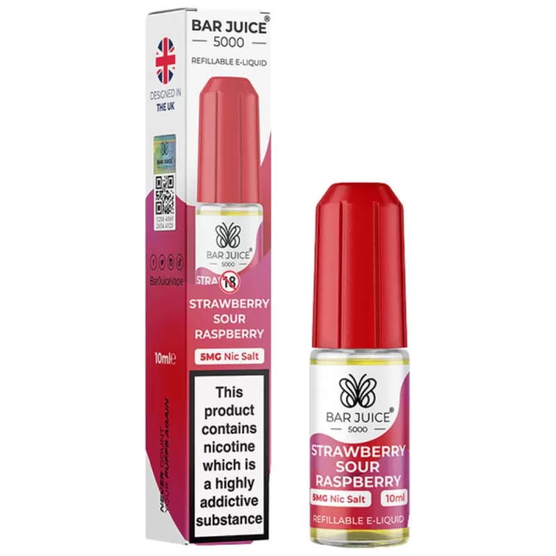 Strawberry Sour Raspberry Nic Salt E-Liquid by Bar Juice 5000 (10ml) - 5mg