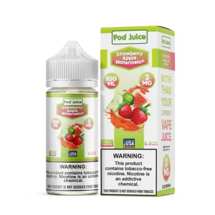 Pod Juice Strawberry Apple Watermelon Tobacco Free Nicotine E-Juice 100ml - Ecigmafia