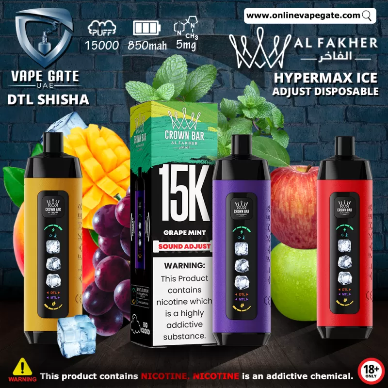 Al Fakher - Crown Bar Hypermax Ice Adjust Disposable Vape (15,000 Puffs) - Mango Pineapple / 5 mg