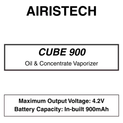 Airistech – Cube 900 – 510 Cartridge Tank Concentrate Vaporiser – 900mAh – Dual Charging Port - Vapeys Co Nz