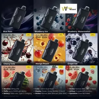 Uwell Caliburn Bar 100k 20mg Up To 100000 Puffs Disposable Vape in the UAE - Vapewizarddxb