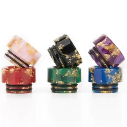 810 Resin Drip Tip Gold Flake - Colour#Black>Green>Purple>Red>Pink>Blue (F9B9FE)