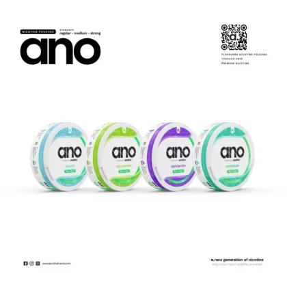 Ano Nicotine Pouches - NICOTINE#REGULAR 6MG>MEDIUM 12MG~FLAVORS#BLUE ICE>CITRUS BREEZE>DARK BERRIES>MINT FREEZE (F71E6A)