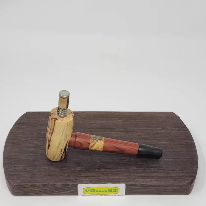 8mm OD Custom Dynavap Stem/Pipe in Cocobolo w/ Spalted Beech Inlay / Blackwood Mouthpiece / Spalted Beech Pipe w/ Malachite Inlay by Aezhenn Wood