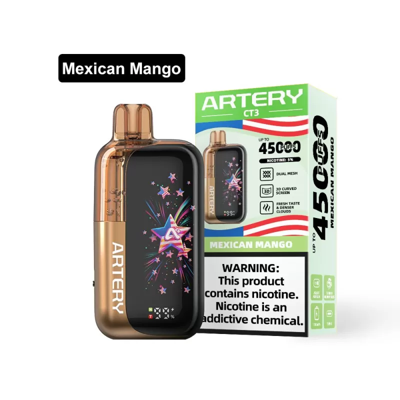 Artery CT3 45K Rechargeable Disposable Vape (45,000 Puffs) - Strawberry Kiwi Ice / 50 mg - Image 3
