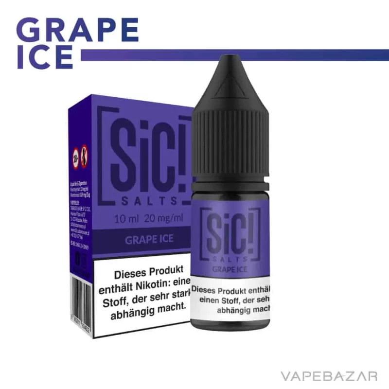 SiC! Nikotinsalz Liquid – Grape Ice 20mg/ml Nikotin - SIC! SALTS / Traube / Ice / 20mg/ml / pflanzliches Glycerin / Glycerin / Nikotinsalz / Aromen / Propylenglykol - Image 2