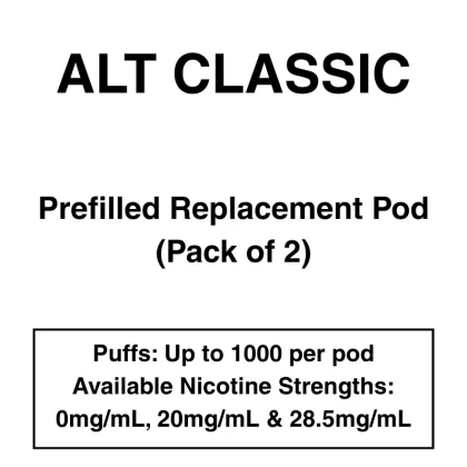 alt. Classic – Prefilled Replacement Pods – Pack of 2 - Vapeys Co Nz