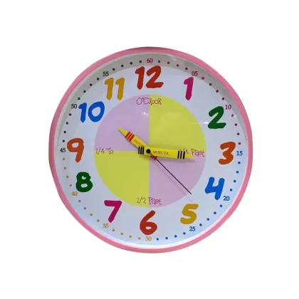 Acctim Wickford Kids Children Time Teaching Wall Clock – Pink