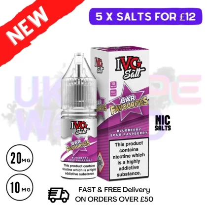 Blue Sour Raspberry IVG “Bar Favourites” Salt 10ml Nic Eliquid