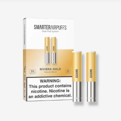 Riviera Gold – Smarter AirPuffs Tobacco Extract Pods – Smooth Blend – 2-Pack