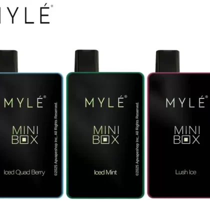 MYLE Mini Box 1500 Puffs Disposable Device - FLAVORS#Cubano>Clear>Grape Ice>Iced Mint>Iced Lychee>Iced Blueberry>Iced Apple>Iced Quadberry>Iced Watermelon>Lush Ice>Lemon Mint>Pink Lemonade>P