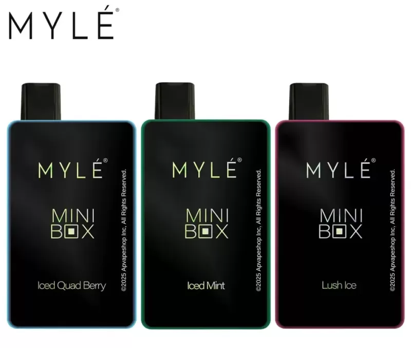 MYLE Mini Box 1500 Puffs Disposable Device - FLAVORS#Cubano>Clear>Grape Ice>Iced Mint>Iced Lychee>Iced Blueberry>Iced Apple>Iced Quadberry>Iced Watermelon>Lush Ice>Lemon Mint>Pink Lemonade>P