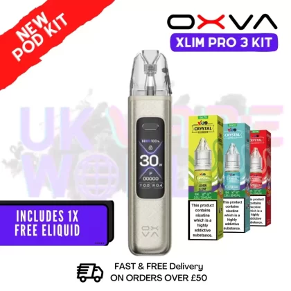 Titanium Silk Oxva Xlim Pro 3 Pod Kit + Free Nic Salt