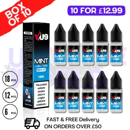 Mint VU9 E-Liquid Juice 10ml Nic Eliquid – 10 x 10ML Bundle