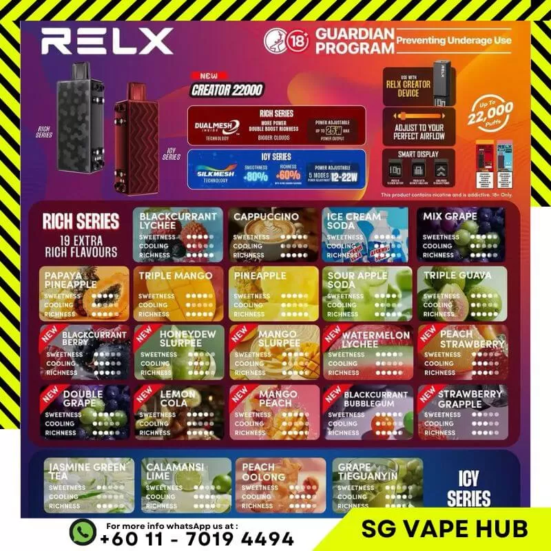 RELX CREATOR 22,000 Puffs - Starter Kit (Kit + Cartridge) / Mango Peach - Image 2