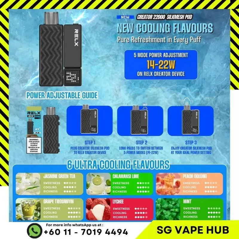 RELX CREATOR 22,000 Puffs - Starter Kit (Kit + Cartridge) / Mango Peach - Image 3