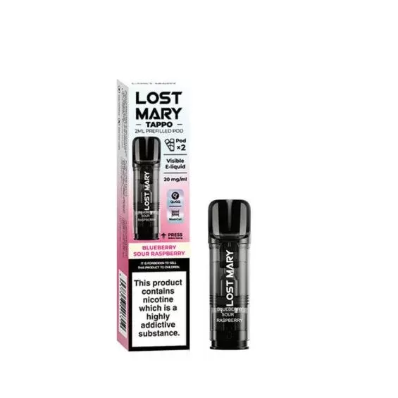 Blueberry Sour Raspberry Lost Mary Tappo Pods 2pk, 20mg – Packs of 5 or 10