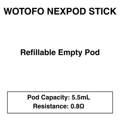 Wotofo – Nexpod – Refiilable Pod – 5.5ml Liquid Capacity - 0.8Ω mesh