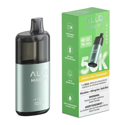 Allo Intense Nuud 50K Disposable Vape Device – Lemon Lime Cranberry 20ml - Nicotine Strength#20mg/ml